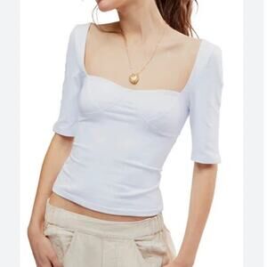 Free People Women's Just Looking Bustier Crop Top – White – Sz Medium Minimalist